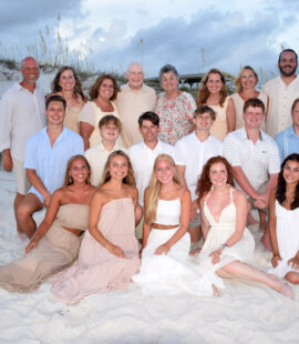 Large family beach portraits taken at the dunes in Panama City Beach