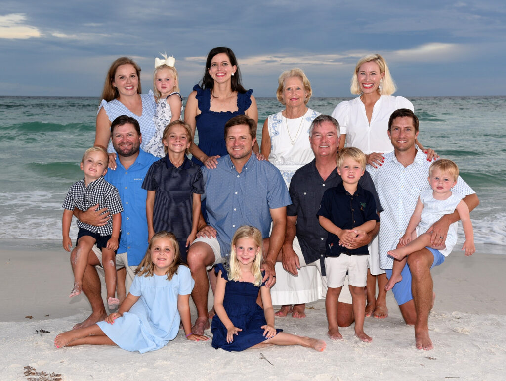 Family photo on beach by Panama City Beach photographer